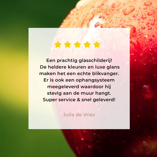 MuchoWow® Peinture sur verre 180x120 cm - Peinture sur verre - Fruits - Rouge - Pomme - Photo sur verre acrylique - Peintures