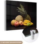 MuchoWow® Glasschilderij 80x60 cm - Schilderij acrylglas - Stukken fruit - Foto op glas - Schilderijen
