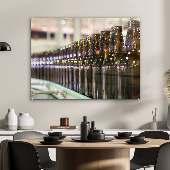 Peinture sur verre - Bouteilles de bière dans une rangée - 80x60 cm - Peintures sur verre acrylique - Photo sur Glas