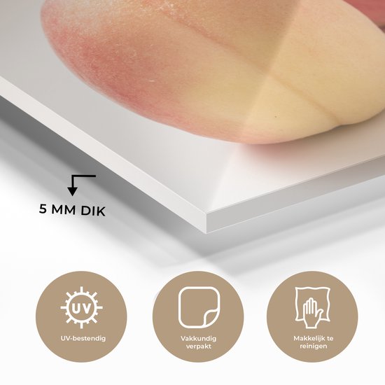 MuchoWow® Peinture sur Verre - Gros plan du dessous d'une pêche - 120x80 cm - Peintures sur Verre Acrylique - Photo sur Glas