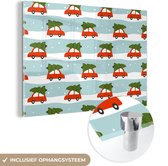 MuchoWow® Glasschilderij 60x40 cm - Schilderij acrylglas - Kerst - Kerstboom - Patroon - Foto op glas - Schilderijen