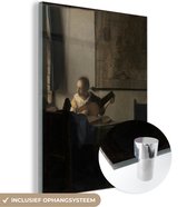 MuchoWow® Glasschilderij 30x40 cm - Schilderij acrylglas - De luitspeelster - Johannes Vermeer - Foto op glas - Schilderijen