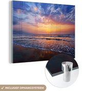 MuchoWow® Peinture sur verre 160x120 cm - Peinture sur verre acrylique - Mer - Soleil - Couleurs - Photo sur verre - Peintures