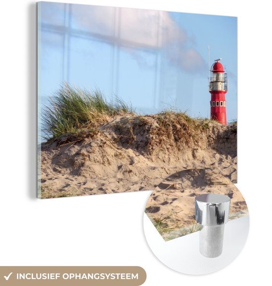 MuchoWow® Peinture sur Verre - Plage - Phare - Dune - 80x60 cm - Peintures sur Verre Acrylique - Photo sur Glas