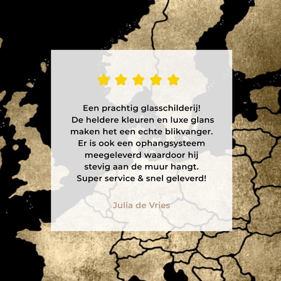 MuchoWow® Glasschilderij 30x20 cm - Schilderij acrylglas - Kaart - Europa - Goud - Foto op glas - Schilderijen