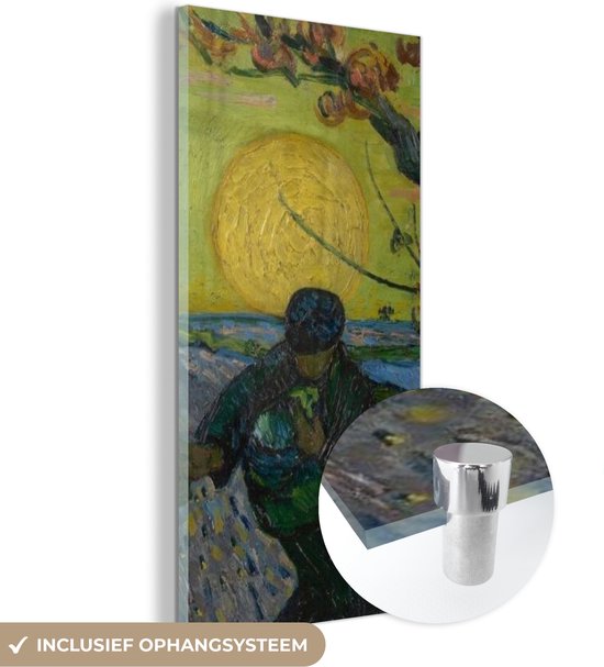 MuchoWow® Glasschilderij 40x80 cm - Schilderij acrylglas - De zaaier - Vincent van Gogh - Foto op glas - Schilderijen