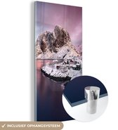 MuchoWow® Glasschilderij 40x80 cm - Schilderij acrylglas - Lofoten Noorwegen fotoprint - Foto op glas - Schilderijen