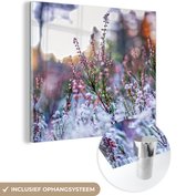 MuchoWow® Glasschilderij 50x50 cm - Schilderij acrylglas - Bloemen - Winter - Sneeuw - Foto op glas - Schilderijen