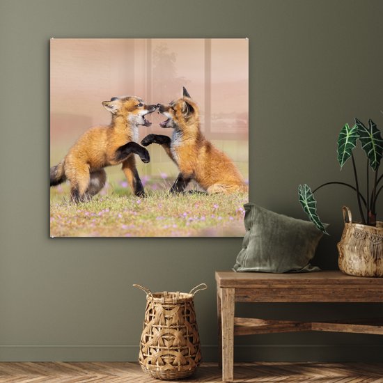 Peinture sur Verre - Vossen - Fleurs - Portrait - 90x90 cm - Peintures sur Verre Peintures - Photo sur Glas
