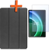Hoes Geschikt voor Lenovo Tab P11 (2e Gen) Hoes Tri-fold Tablet Hoesje Case Met Screenprotector - Hoesje Geschikt voor Lenovo Tab P11 (2nd Gen) Hoesje Hardcover Bookcase - Zwart
