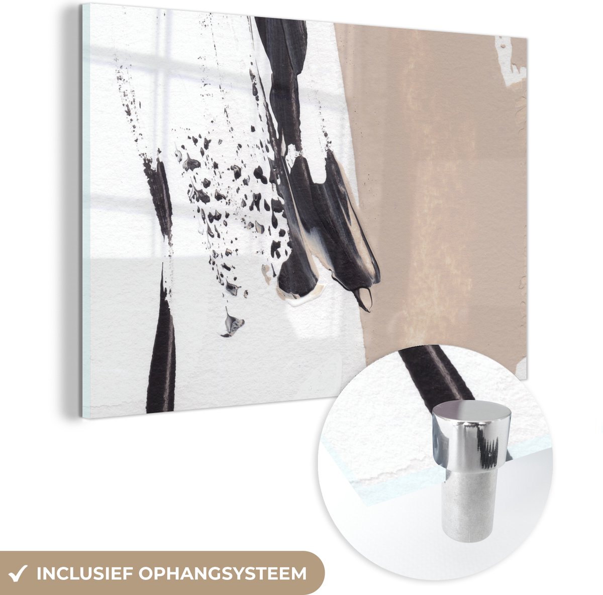 MuchoWow® Glasschilderij 90x60 cm - Schilderij acrylglas - Verf - Design - Abstract - Foto op glas - Schilderijen