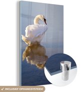 MuchoWow® Glasschilderij 40x60 cm - Schilderij acrylglas - Zwaan - Vogel - Water - Foto op glas - Schilderijen