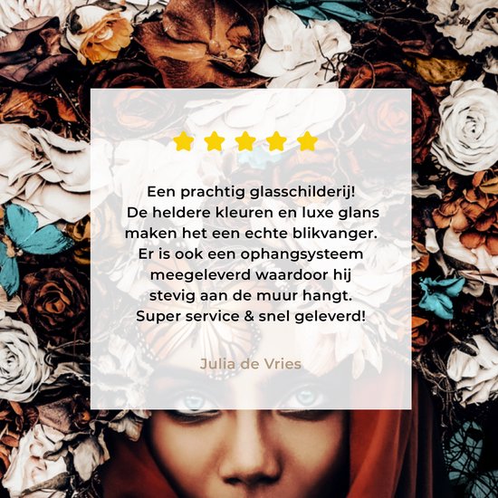 Peinture sur Verre - Fleurs - Papillon - Femmes - Foulard - 90x90 cm - Peintures sur Verre Peintures - Photo sur Glas