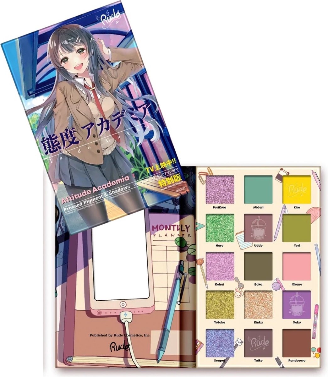 Goedkoopste Rude Cosmetics - Attitude Academia - MANGA.2 - Eyeshadow Palette - 38098 - 15 kleuren - Matte & Shimmer - Oogschaduw Palette - 22 g