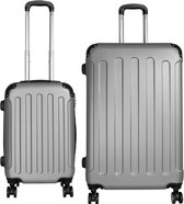 Kofferset 2 delig - Reiskoffers met TSA slot en op wielen - Palma - Zilver- S + L - Travelsuitcase