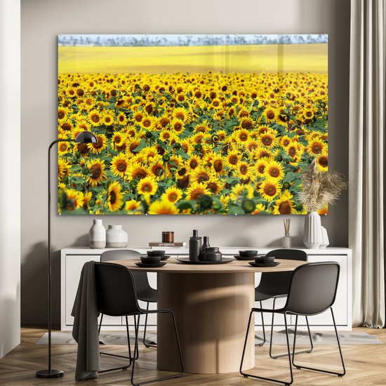 MuchoWow® Peinture sur verre 180x120 cm - Peinture sur verre acrylique - Tournesol - Fleurs - Nature - Photo sur verre - Peintures