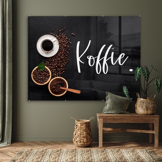 MuchoWow® Peinture sur verre 160x120 cm - Peinture sur verre acrylique - Dictons - Café - Citations - Photo sur verre - Peintures