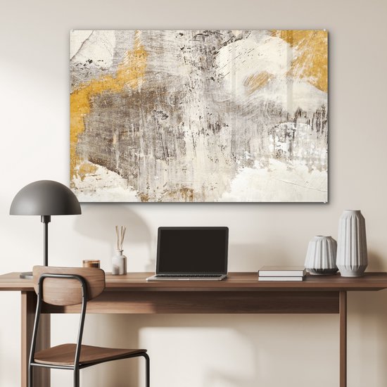 MuchoWow® Peinture sur Verre - Peinture - Or - Jaune - 90x60 cm - Peintures sur Verre Acrylique - Photo sur Glas