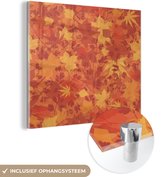 MuchoWow® Glasschilderij 20x20 cm - Schilderij acrylglas - Patronen - Herfst - Oranje - Foto op glas - Schilderijen