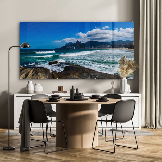 Panorma de la célèbre plage d' Ipanema au Brésil Plexiglas 160x80 cm - Tirage photo sur Glas (décoration murale en plexiglas)