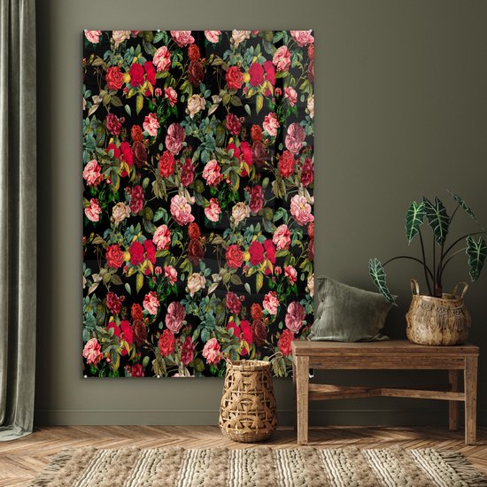 Peinture sur Verre - Fleurs - Vintage - Roses - 120x180 cm - Peintures sur Verre Peintures - Photo sur Glas