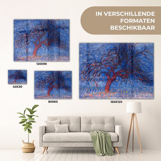 Peinture sur Verre - Arbre Rouge - Piet Mondrian - 160x120 cm - Peintures sur Verre Peintures - Photo sur Glas