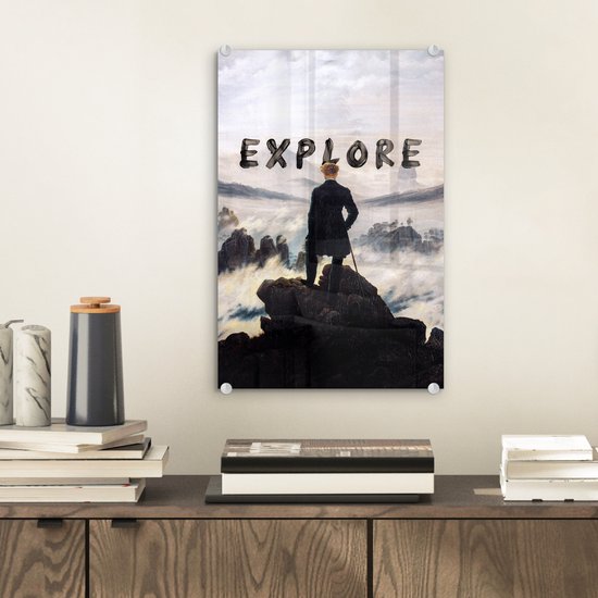 Peinture sur verre - Le marcheur au dessus des brumes - Caspar David Friedrich - Explorer - 20x30 cm - Peintures Plexiglas