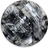 Dibond Muurcirkel - Mix van Zwart, Grijs en Witte Verftinten - 50x50 cm Foto op Aluminium Muurcirkel (met ophangsysteem)