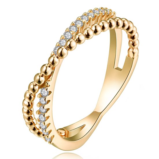 Rafaela Donata Dames Ring 925/- Sterling zilver geelgoud verguld Zirkonia witte Bandring Wikkelring zilver Ring goud met stenen wikkel look : Rafaela Donata