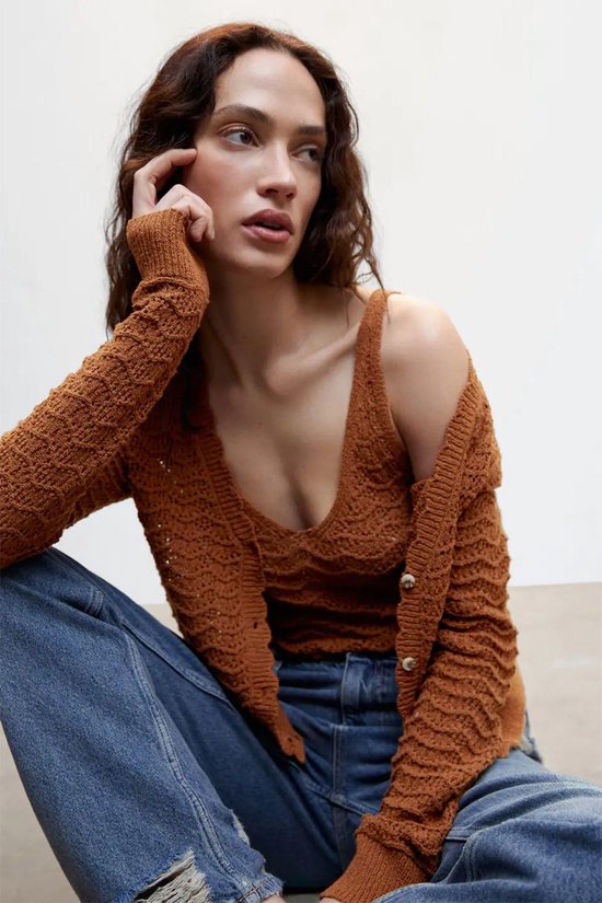 Mango Top Gebreide Top Met Ajour Details 47067116 28 Dames Maat
