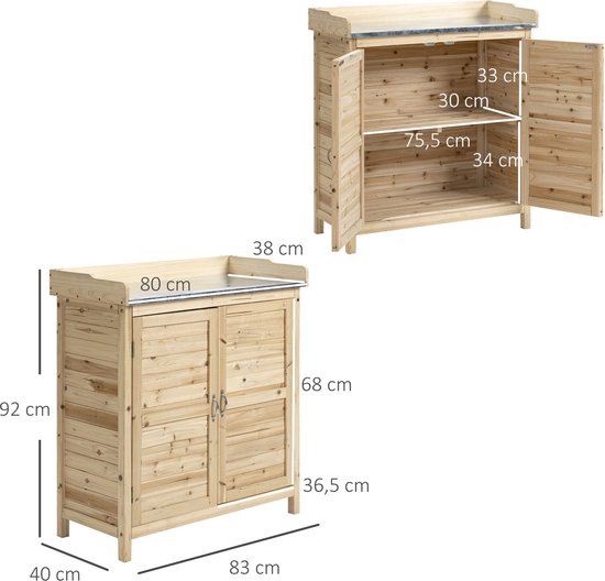 Outsunny Gartenschrank avec galvanisé Griffen und erhöhtem Edge 84B-629