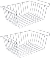 MSV Kastmandje - 2x - opberg/hang mandjes - rvs - zilver - 30 x 24 x 13.5 cm - draadmand