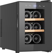 Vinata Premium Wijnklimaatkast Sena Vrijstaand - Zwart - 6 flessen - 39.3 x 26.5 x 49.5 cm - Glazen deur