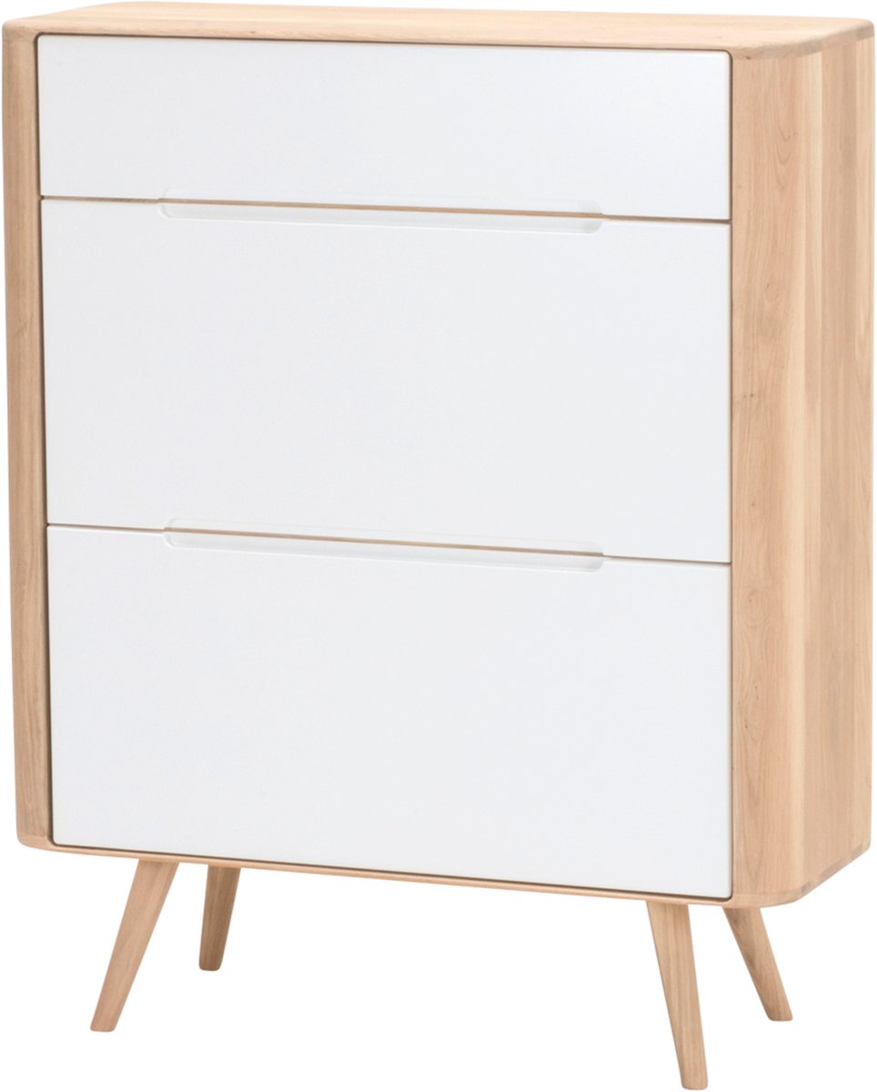 Schoenenkast 110x35x53 cm massief ruw mangohout