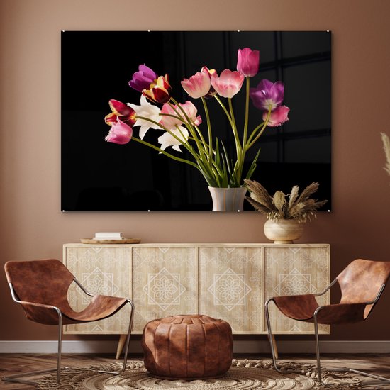 MuchoWow® Peinture sur Verre - Tulipes - Nature Morte - Fleurs - 150x100 cm - Peintures sur Verre Peintures - Photo sur Glas
