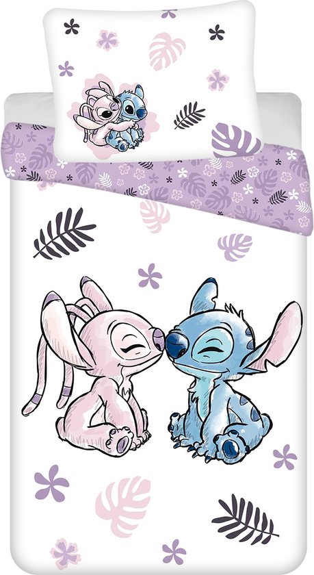 Disney Lilo & Stitch Dekbedovertrek Kiss- Eenpersoons - 140 x 200 + 70 x 90 cm - Katoen
