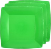 Santex feest bordjes vierkant - fel groen - 10x stuks - karton - 23 x 23 cm