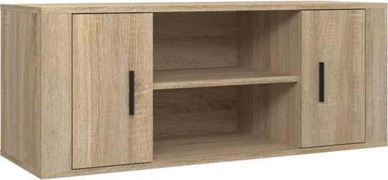 vidaXL - 2-delig TV-meubel met LED en deuren - Grijs sonoma eiken - 100x35x40 cm | Leen Bakker