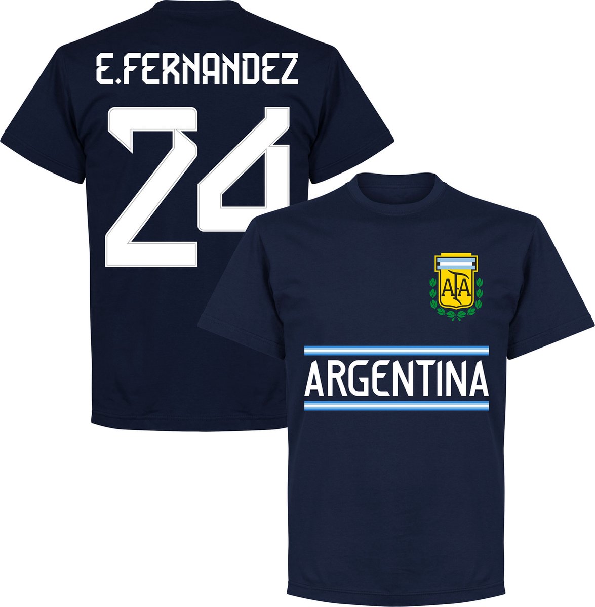 Argentinië E. Fernandez 24 Team T-Shirt - Navy - XL