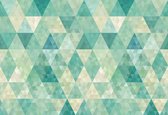 Fotobehang - Vlies Behang - Turquoise driehoeken - Geometrie - 312 x 219 cm