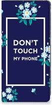 Telefoontasje Geschikt voor Samsung Galaxy A34 Smartphone Hoesje Flowers Blue Don't Touch My Phone