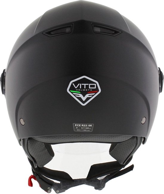 Vito Moda jet helm mat zwart Notte lang vizier S scooterhelm
