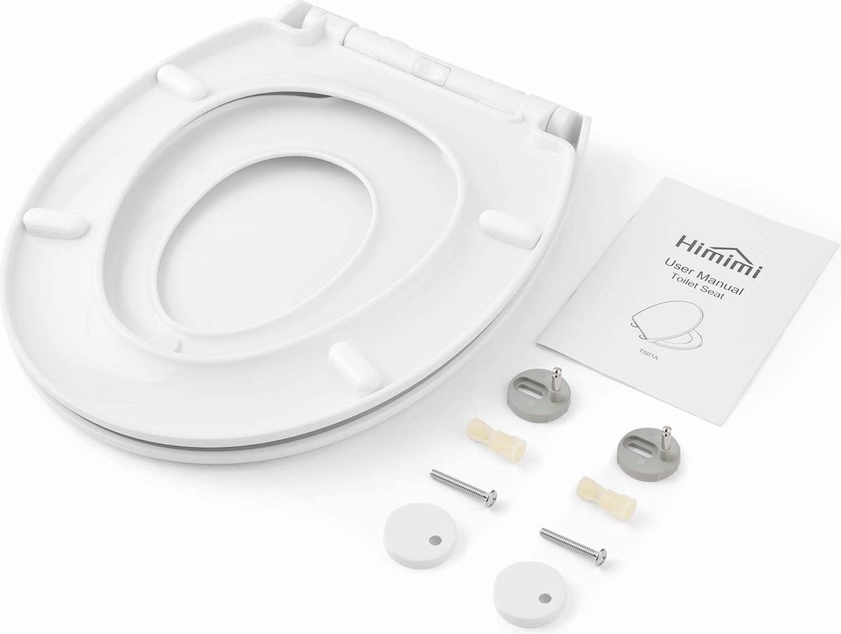 Toiletzitting Family Toiletbril met magnetisch te bevestigen kinderzitje, automatische sluiting, verstelbaar scharnier, Quick-Release-functie / O-vorm PP wc-bril (447 x 371 x 55 mm)
