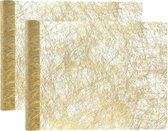 Santex Kerstdiner tafelloper op rol - 2x - metallic goud glans - 30 x 500 cm - polyester