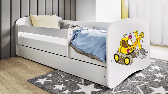 Kocot Kids - Bed babydreams wit graafmachine met lade met matras 160/80 - Kinderbed - Wit