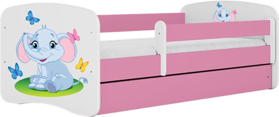 Kocot Kids - Bed babydreams roze babyolifant zonder lade zonder matras 140/70 - Kinderbed - Roze