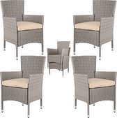 Casaria Polyrattan Tuinstoelen – 4 Stuks Stapelbaar & Kussens – Beige