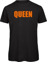 Koningsdag t-shirt zwart S - QUEEN - soBAD. | Oranje t-shirt dames | Oranje t-shirt heren | Koningsdag