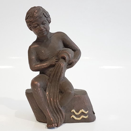 Geert Kunen / Skulptuur / Beeld / Sterrenbeeld waterman - Bruin / goud - 8 x 13 x 21 cm hoog.