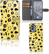 Wallet Book Case met Pasjeshouder Nokia X30 Hoesje Punk Yellow